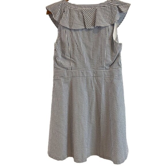 Tommy Hilfiger NWT dress white blue stripes 100%cotton sleeveless V neck size 14 - Picture 7 of 12